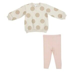 Angel Dear Puffy L/S Oversized Sweatshirt + Legging - Beige Dot Sz 6 NEW!